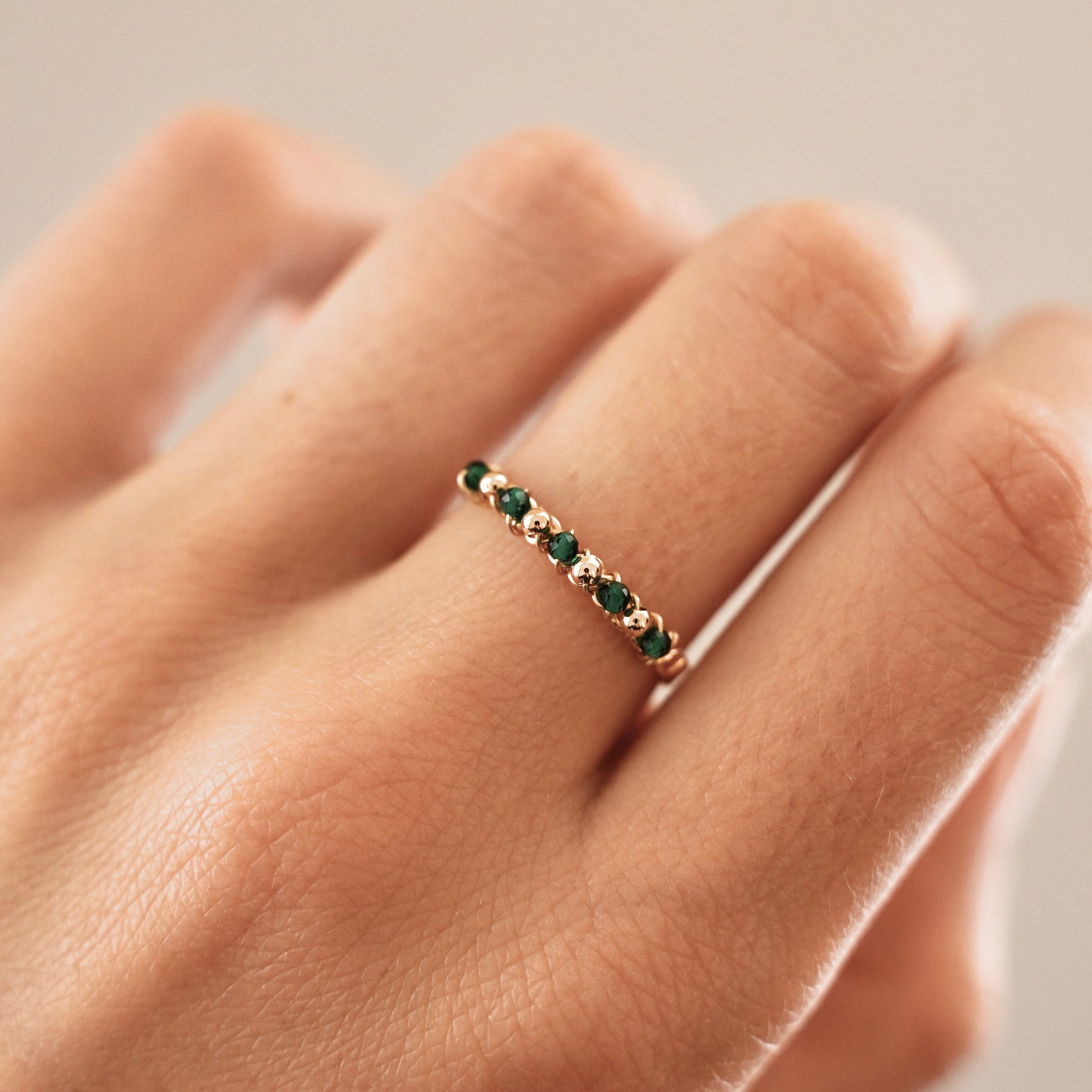Bague Perles vertes