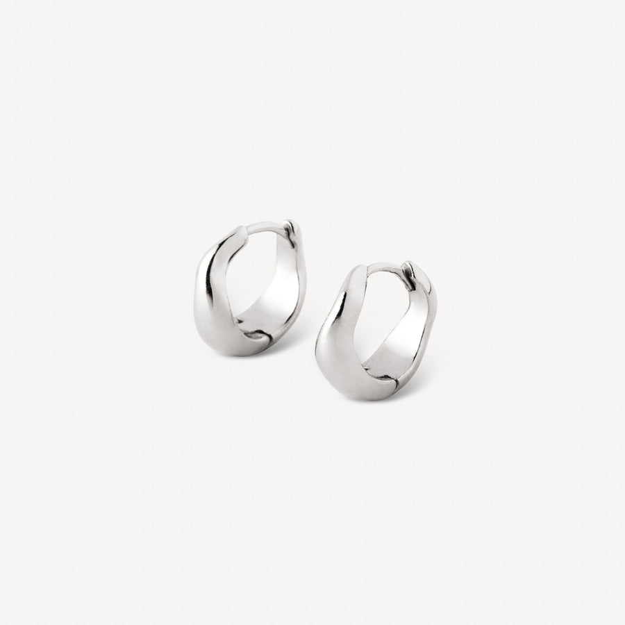 Wavy Silver Hoops