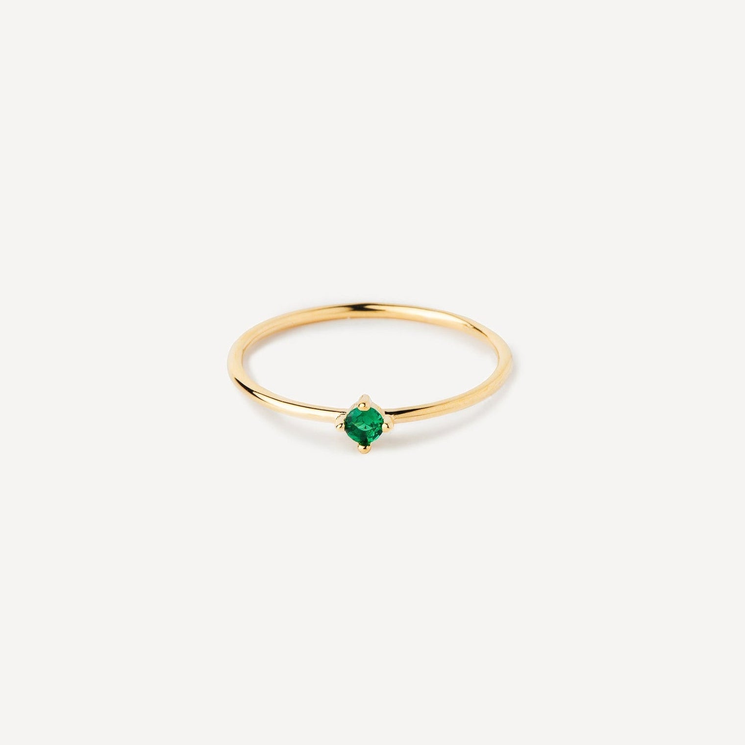 Bague de promesse Osiris fine dorée avec zircon vert