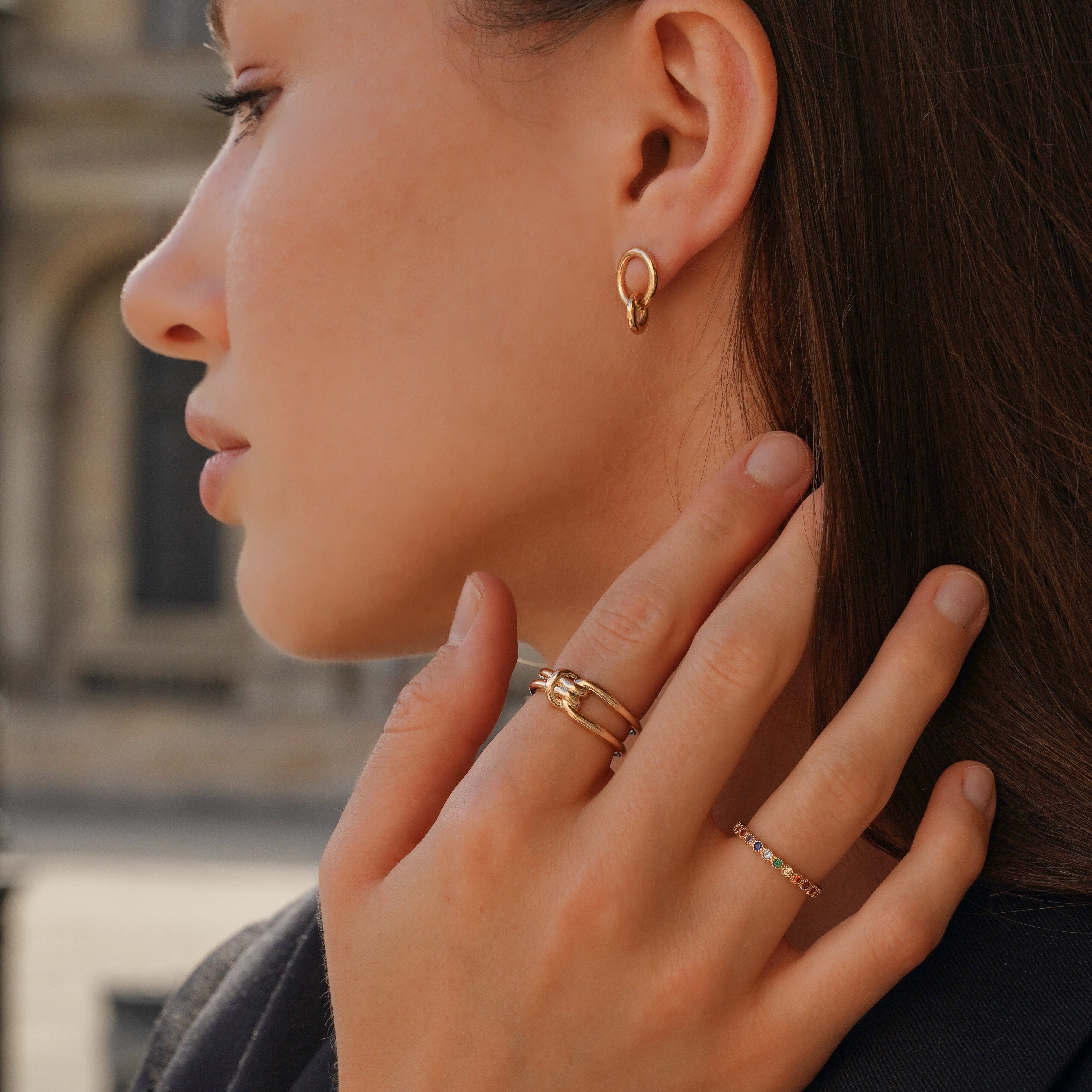 Bague Rainbow zircons multicolores plaqué or 18K – vue 3