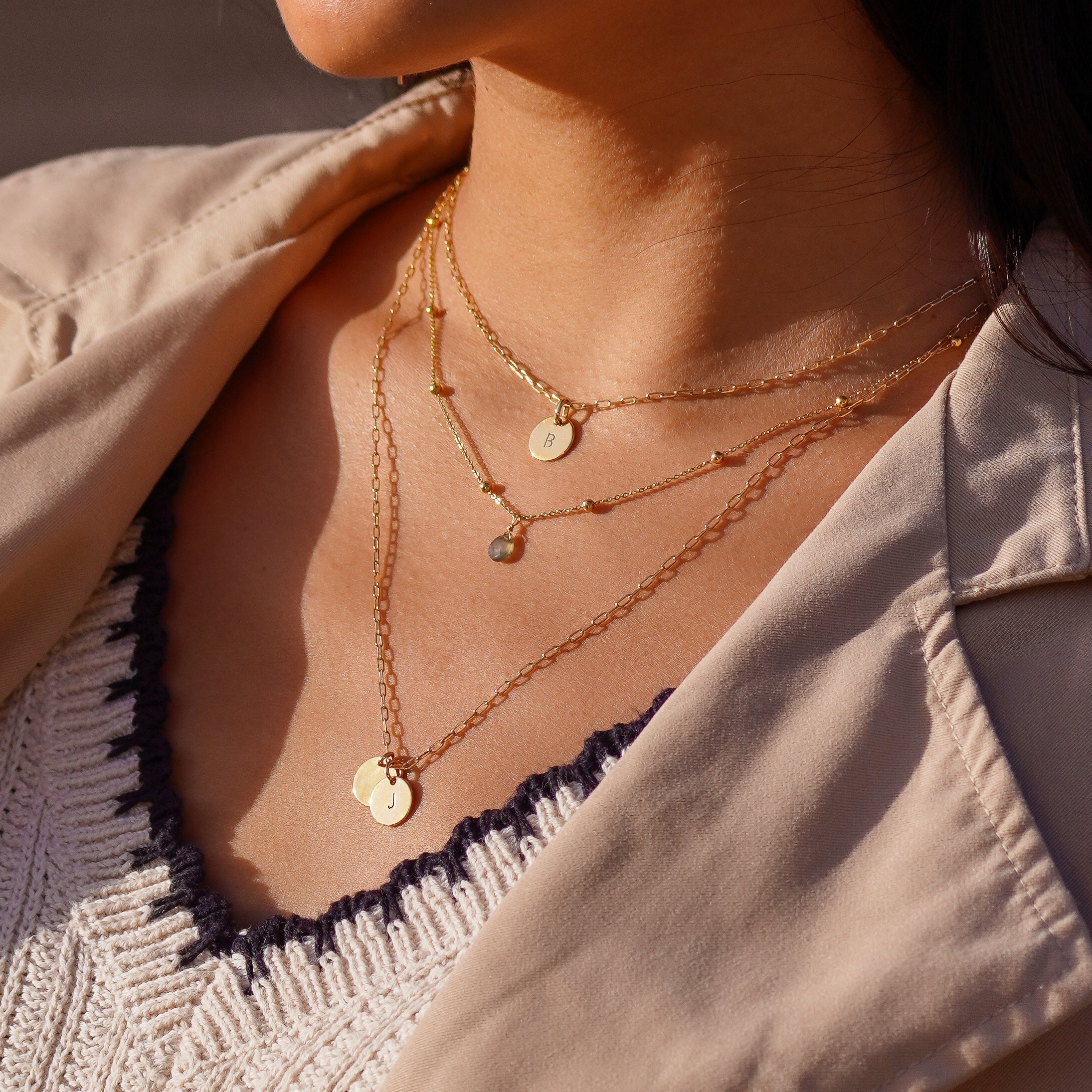 Collier Sérénité goutte labradorite, acier inoxydable – vue 3