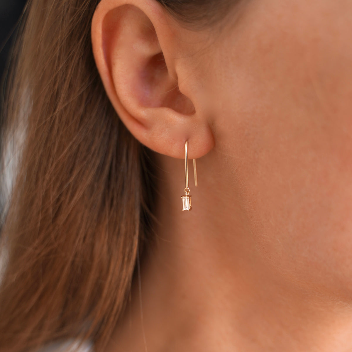 Boucles d'oreilles Ice Cube pendantes plaqué or 18K