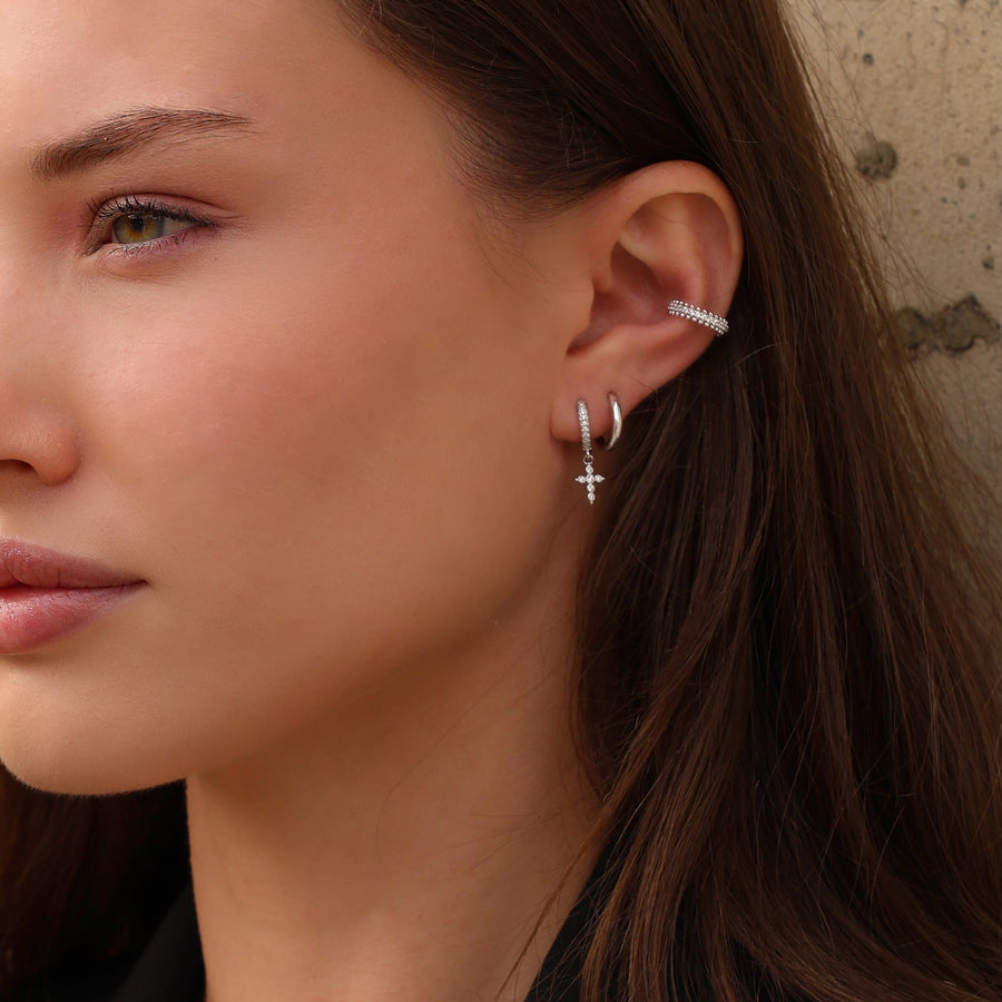 Boucles d'oreilles Croix Argent